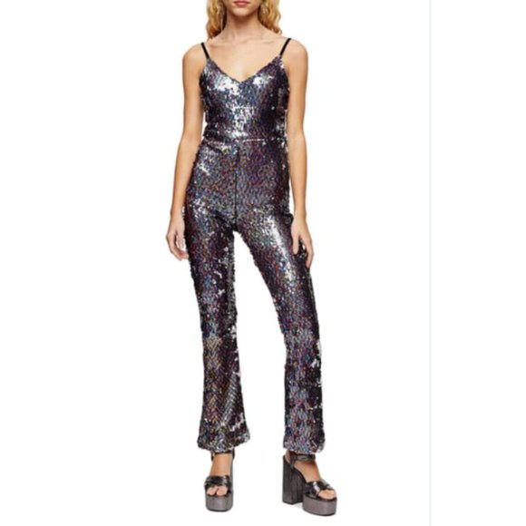 Topshop Rainbow Sequin Jumpsuit in Multi - size 6 - Picture 1 of 8